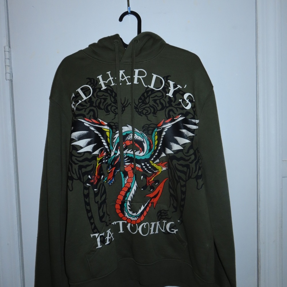 Ed Hardy Green Graphic Men's Sweater